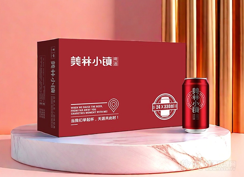 美林小镇小红罐啤酒